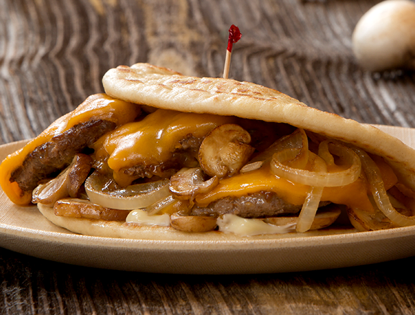 Mushroom & Cheddar Pita Burger